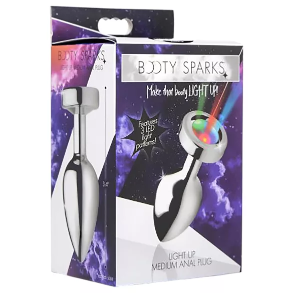 Booty Sparks - analinis kaištis su šviesele - vidutinis - sidabrinis