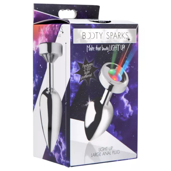 Booty Sparks - analinis kaištis su šviesa - didelis - sidabrinis