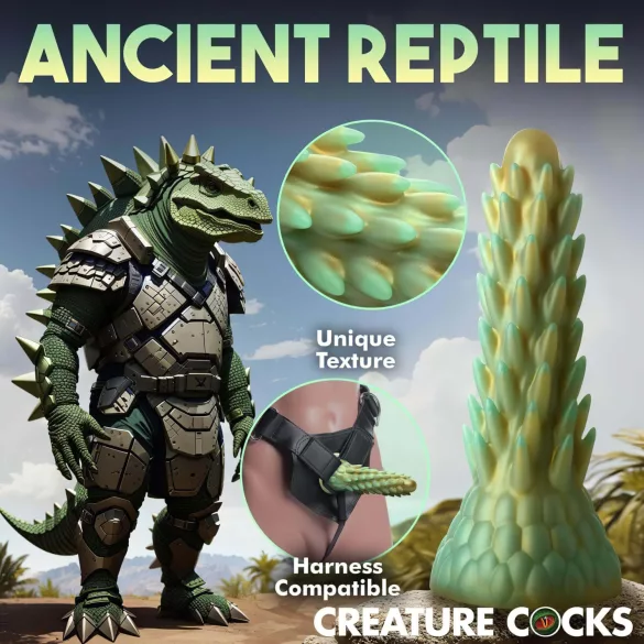 Creature Cocks Stegosaurus - silikoninis dildo - 20cm - žalia
