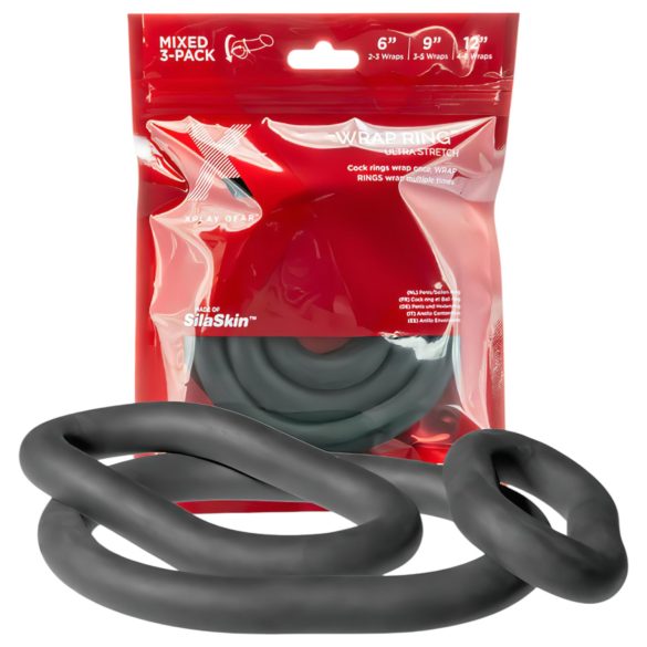 Perfect Fit Ultra Wrap - storas penio žiedų rinkinys - juoda (3 vnt.)