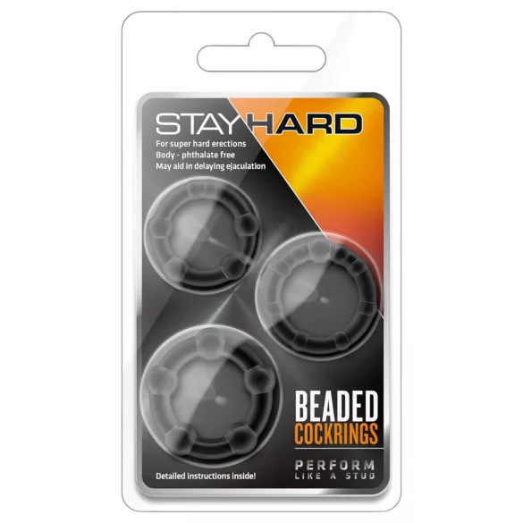 Stay Hard - penio žiedų rinkinys - juodas