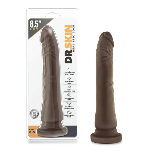 Dr. Skin 8,5 - tikroviškas dildo su siurbtuku - rudas (20,5 cm)
