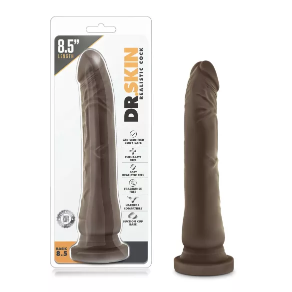 Dr. Skin 8,5 - tikroviškas dildo su siurbtuku (rudas, 20,5 cm)
