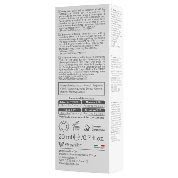 Intimateline R20 - vėsinantis uždelsiantis purškiklis vyrams (20 ml)