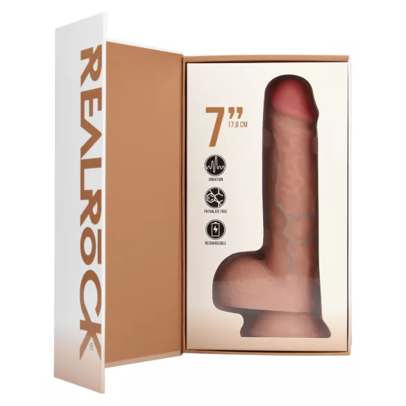 RealRock - vibratorius su siurbtuku - kūno spalvos - 18 cm