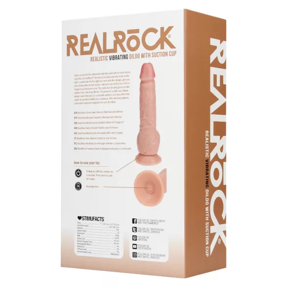 RealRock - vibratorius su siurbtuku - kūno spalvos - 18 cm