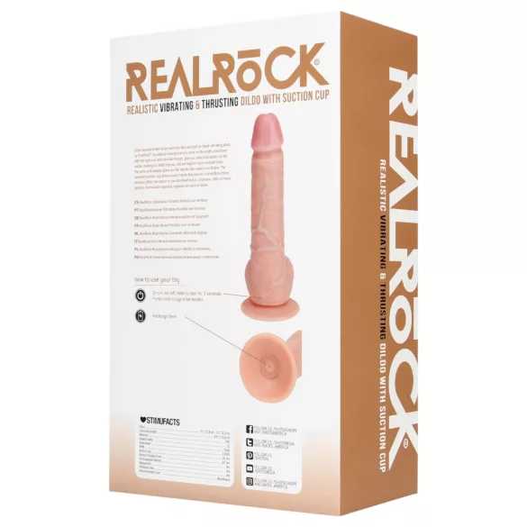 RealRock - vibratorius su siurbtuku ir stūmimo funkcija - kūno spalvos 20,5 cm