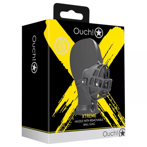 Ouch! - burnos kaukė su integruotais burnos kaiščiais - juoda