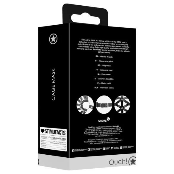 Ouch! - kaukė narvas - dirbtinė oda - juoda