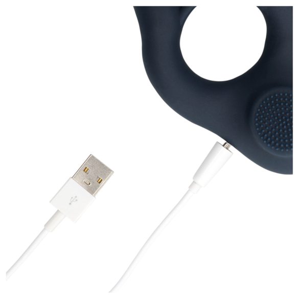 Loveline - vibruojantis penio žiedas su klitorio stimulatoriumi - pilkas