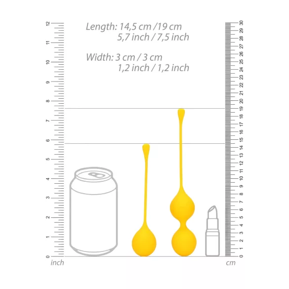 Loveline - vaginaliniai kamuoliukai rinkinys - 2 vnt - silikonas - geltoni
