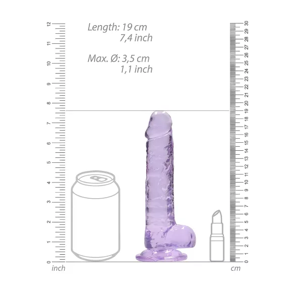 RealRock - permatomas realistiškas dildo - violetinis - 17 cm