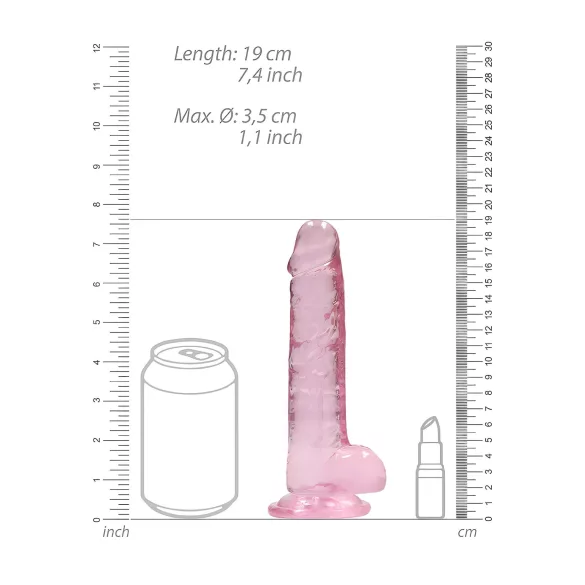 RealRock - realistiškas permatomas dildo - rožinis - 17 cm