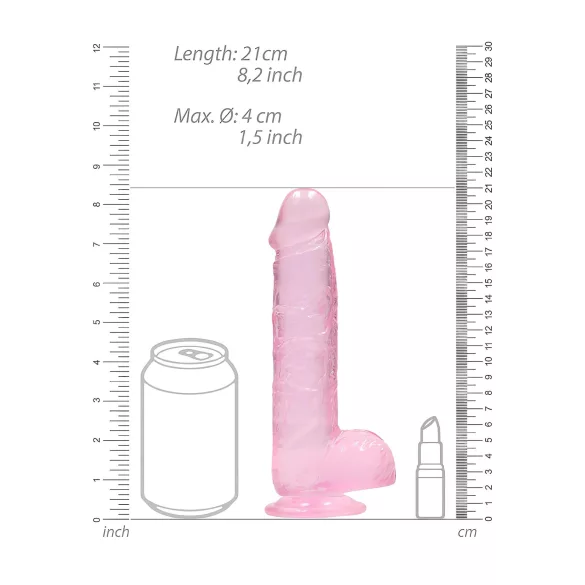 RealRock - permatomas realistiškas dildo - rožinis - 19 cm