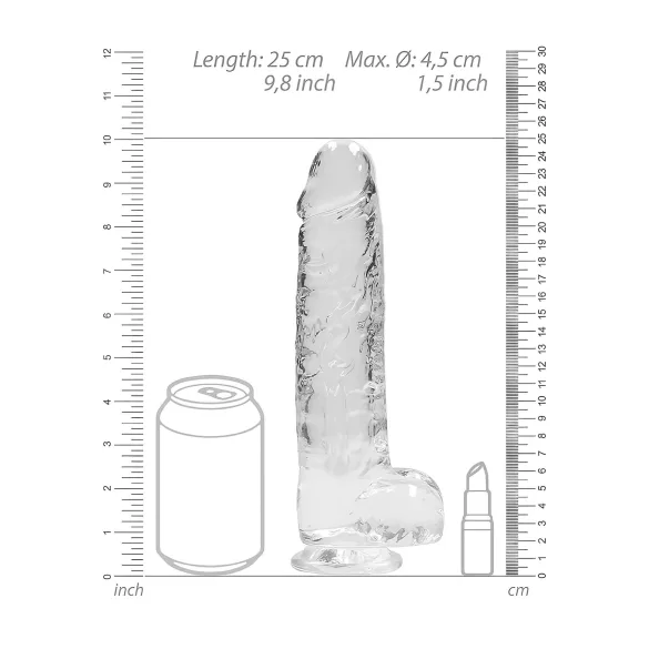 RealRock - permatomas tikroviškas dildo (permatomas, 22 cm)