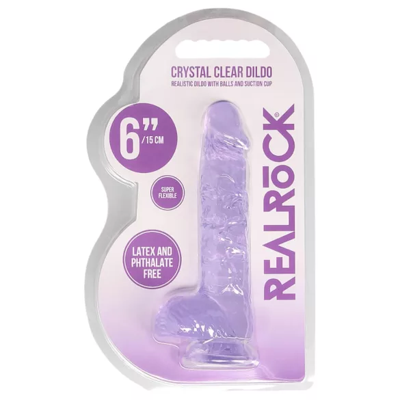 RealRock - permatomas realistiškas dildo - violetinis - 15 cm