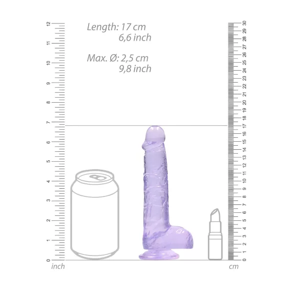 RealRock - permatomas realistiškas dildo - violetinis - 15 cm