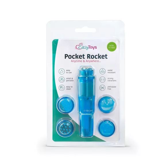 Easytoys Pocket Rocket - vibratorius rinkinys - mėlynas - 5 dalių