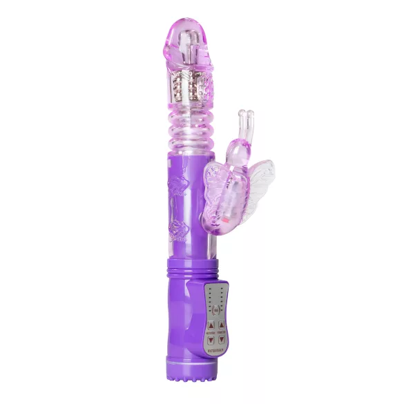 Easytoys Butterfly - vibratorius su sukimusi ir įstumimu - violetinis