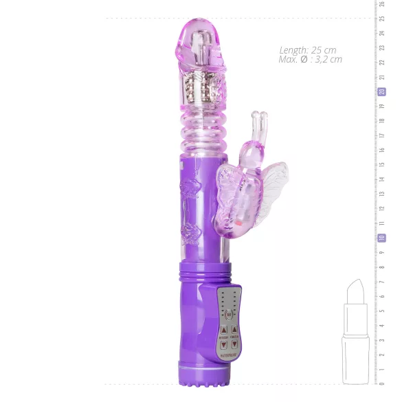 Easytoys Butterfly - vibratorius su sukimusi ir įstumimu - violetinis
