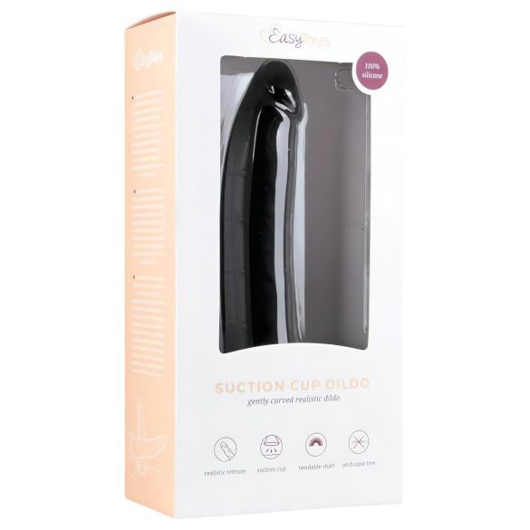 Easytoys - dildo su siurbtuku - silikoninis - juodas - 21 cm