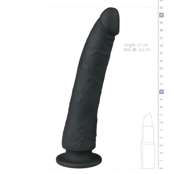 Easytoys - dildo su siurbtuku - silikoninis - juodas - 21 cm