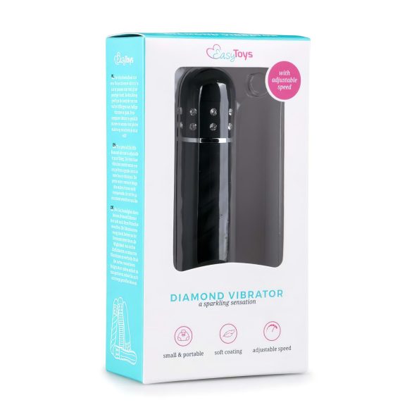 Easytoys Diamond Twirled - suktas lazdelės vibratorius (juodas)