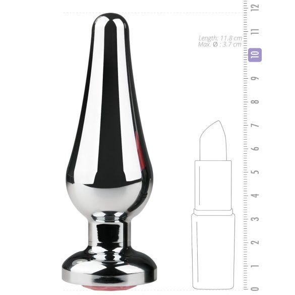 Easytoys Metal No.11 - analinis kaištis su rožiniu akmenuku - sidabrinis 3,5 cm