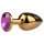 EasyToys Metal No.1 - auksinis analinis kaištis kūgio formos su violetiniu akmeniu (2,5 cm)