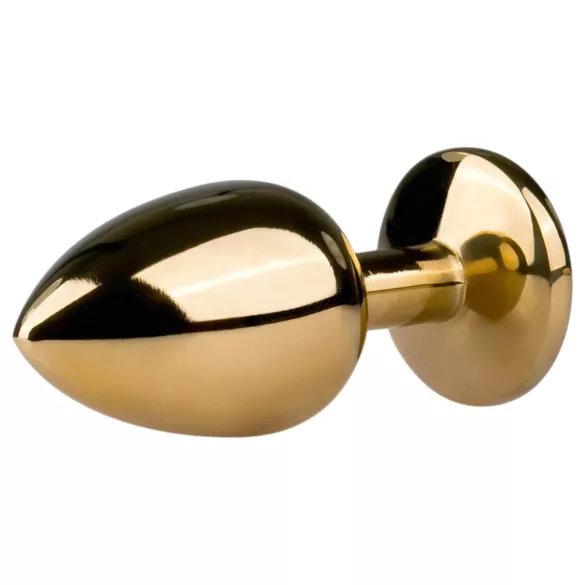 EasyToys Metal No.1 - auksinis analinis kaištis kūgio formos su violetiniu akmeniu (2,5 cm)