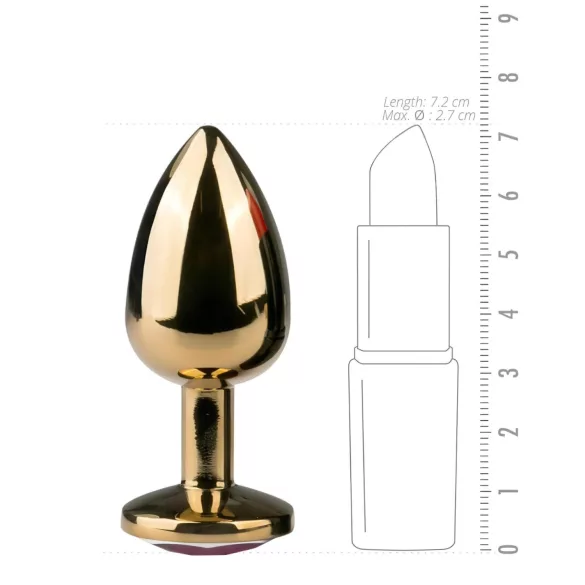 EasyToys Metal No.1 - auksinis analinis kaištis kūgio formos su violetiniu akmeniu (2,5 cm)