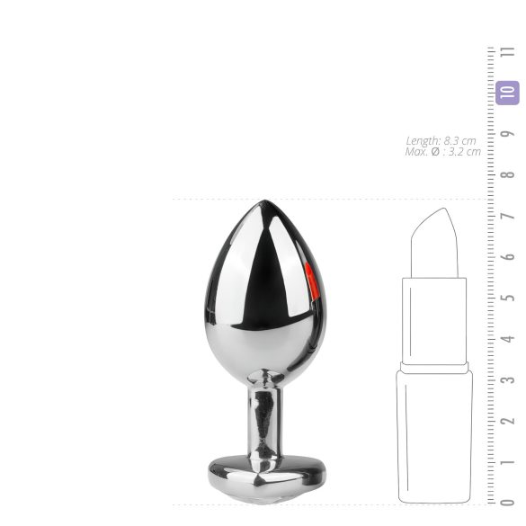 Easytoys Metal No.7 - analinis kaištis širdelės formos su balta akute