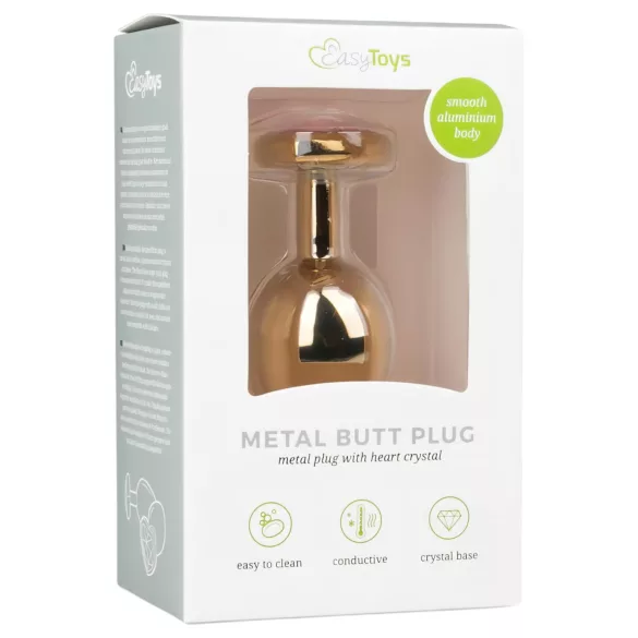 Easytoys Metal No.7 - analinis kolikas su rožiniu akmenuku - auksinis 3 cm