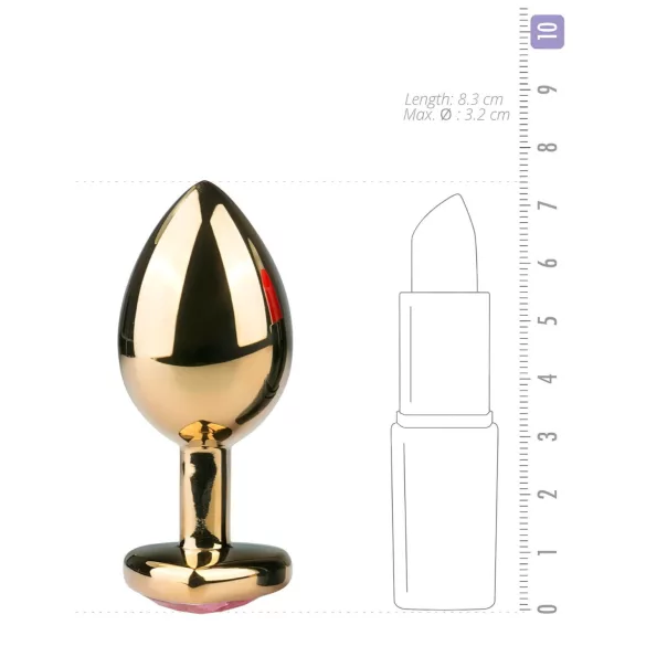 Easytoys Metal No.7 - analinis kolikas su rožiniu akmenuku - auksinis 3 cm