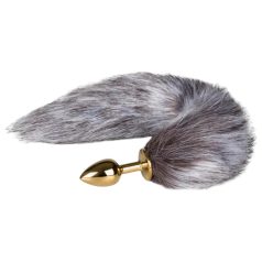   Easytoys Fox NO5 - analinis kaištis su uodega - metalas, auksinis/sidabrinis