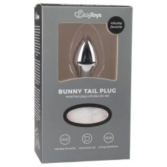   Easytoys Bunny NO1 - analinis kaištis su uodegėle - metalinis, sidabrinis/baltas