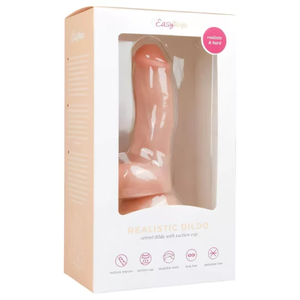 Easytoys - dildo su sėklidėmis ir siurbtuku - 15 cm natūralus