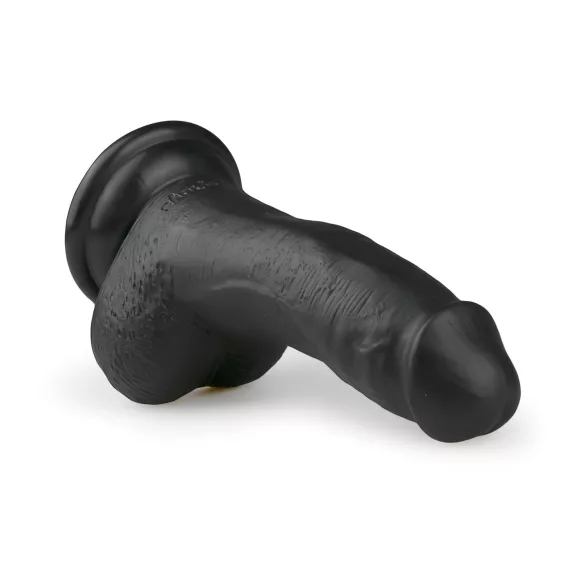 Easytoys - dildo su sėklidėmis ir siurbtuku - juodas 15 cm