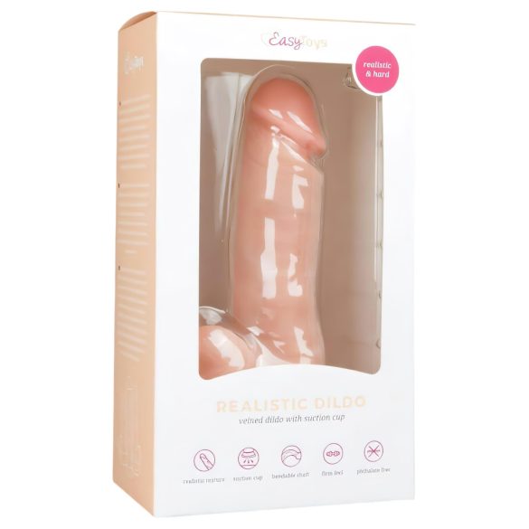 Easytoys - dildo su kapšeliais ir siurbtuku - 17,5 cm - kūno spalvos