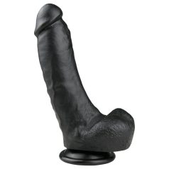  Easytoys - dildo su siurbtuku ir sėklidėmis - 20 cm - juodas