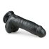 Easytoys - juodos spalvos dildo su siurbtuku ir sėklidėmis (20 cm)