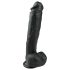 Easytoys - didelis dildo su sėklidėmis, su siurbtuku - juodas 26,5 cm