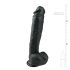Easytoys - didelis dildo su sėklidėmis, su siurbtuku - juodas 26,5 cm