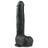Easytoys - didelis juodas dildo su siurbtuku ir sėklidėmis (29,5 cm)