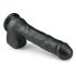 Easytoys - didelis juodas dildo su siurbtuku ir sėklidėmis (29,5 cm)
