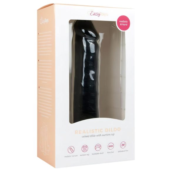 Easytoys - realistiškas dildo su siurbtuku - juodas 20,5 cm