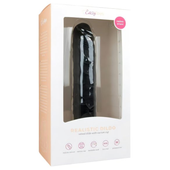 Easytoys - didelis dildo su siurbtuku - juodas - 28,5 cm