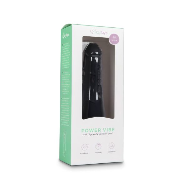 Easytoys Power Vibe - vibruojantis silikoninis dildo - juodas
