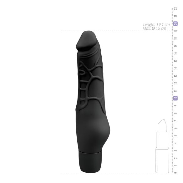 Easytoys Power Vibe - vibruojantis silikoninis dildo - juodas