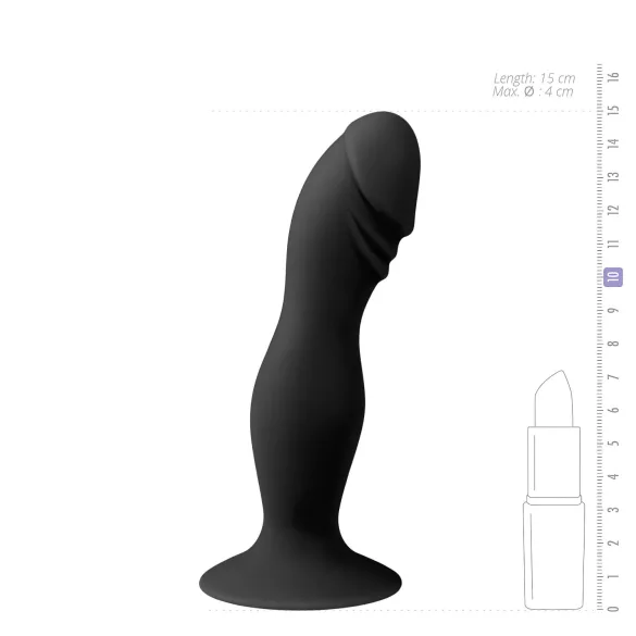 Easytoys - dildo su galvute ir siurbtuku - juodas